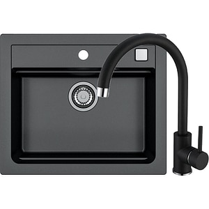 Pachet chiuveta ALVEUS ATROX 30, 1 cuva, compozit granit + baterie GM 240, negru