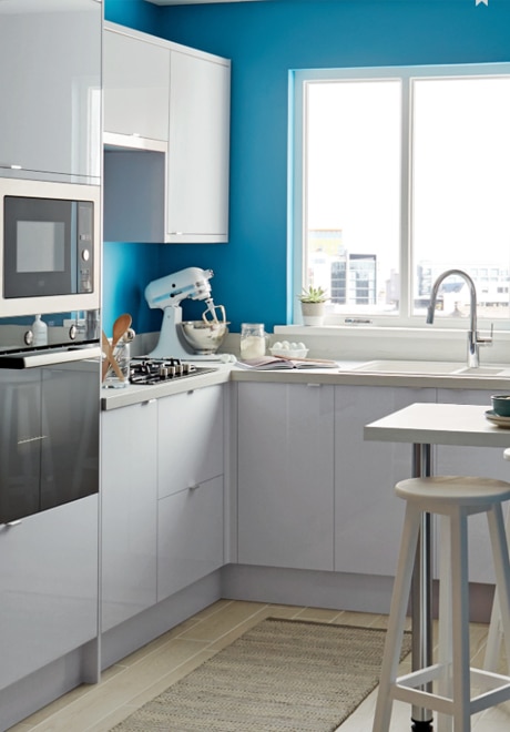 Bucatarie modulara - Configuratie fixa - Gri foarte lucios