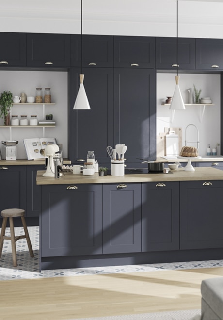 Bucatarie modulara - Configuratie fixa - Albastru inchis mat