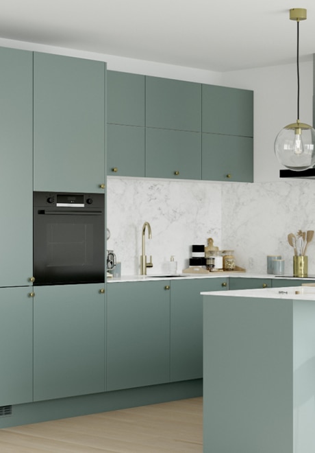 Bucatarie modulara - Configuratie fixa - Verde mat